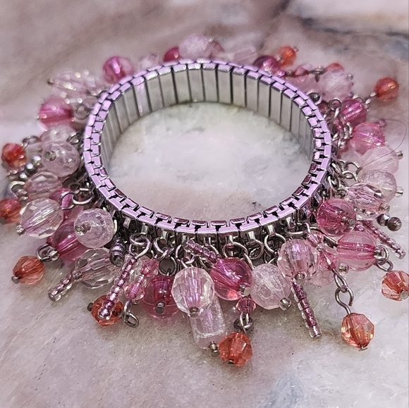 Pink Symphony Beaded Stretch Bracelet cha-cha - Picture 2 of 6